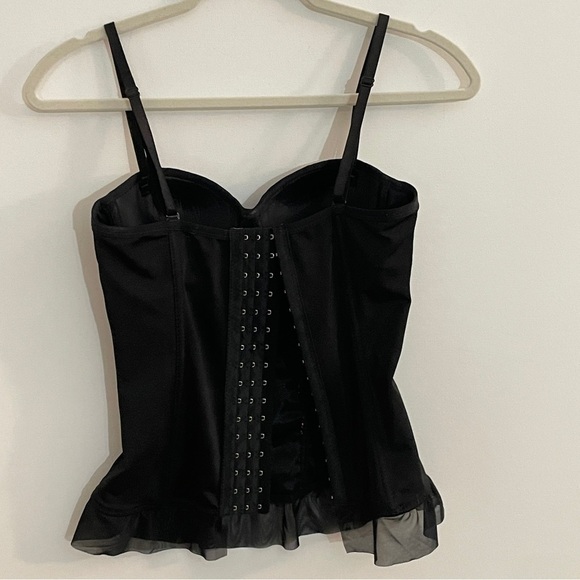 Spencers Corset Bustier Top Neon Swirls Mesh Ruffle Small - Picture 6 of 13